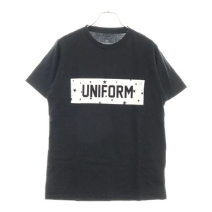 UNIFORM EXPERIMENT ユニフォームエクスペリメント クルーネック プリント 半袖カットソー Tシャツ ブラック