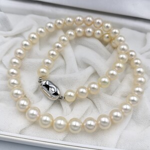 【テリ抜群!!】アコヤ あこや パール ネックレス 8mm〜8.5mm 46cm SILVER 刻印 44.5g 本真珠 akoya pearl jewelry necklace 干渉色 大珠