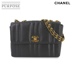 シャネル CHANEL マドモアゼル チェーン ショルダー バッグ キャビアスキン ブラック ココマーク ゴールド 金具 ヴィンテージ 90236022