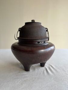 【骨董品】 茶道具 風炉釜 茶釜 唐銅朝鮮風炉 茶道具 