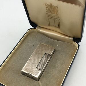 ★E10421【銀無垢 総重量 約48.6g】dunhill ダンヒル/ガスライター/シルバー/箱付/不着火 す