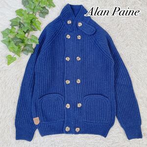 1000円〜激安【美品】Alan Paine アランペイン　老舗ブランド　ニット　ブルーネイビー