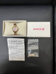 ＃1334 CITIZEN wicca シチズン ウィッカ エコドライブ レディース 腕時計 ソーラー ウォッチ KL4-028-91 文字盤 ピンク コマ付 中古品