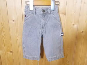 e106◆TOMMY HILFIGER カラーペインターデニム◆サイズ3-6MOS キッズ ベビー グレー色 トミーヒルフィガー ペインター 古着 6C