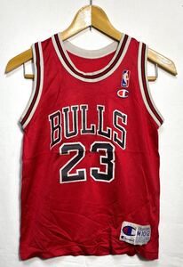 ■ 子供用 90s USA製 ビンテージ Champion チャンピオン NBA BULLS ブルズ #23 JORDAN ジョーダン メッシュ地 バスケ ユニフォーム 観戦 ■