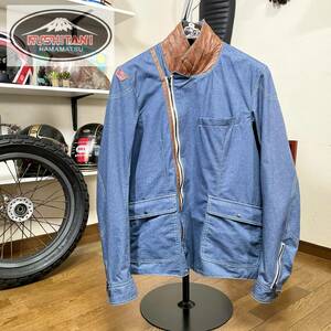 定価4.9万☆KUSHITANI クシタニ K-2317 スワンクジャケット サックス/XL ◆バイク ライディング アウター コットン ライダース スポーツ