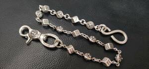 クロムハーツ silver925 ショート1クリップクロスボールダイスウォレットチェーン シルバー925 Chrome Hearts