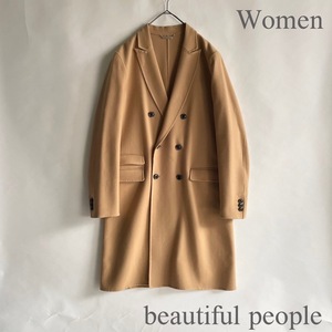 【美品】beautiful people 日本製 ビューティフルピープル ウール チェスター コート ダブルブレスト クラシック キャメル size 180 sk