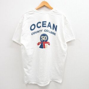 XL/古着 半袖 ビンテージ Tシャツ メンズ 00s オーシャン大学 大きいサイズ コットン クルーネック 白 ホワイト 24may20 中