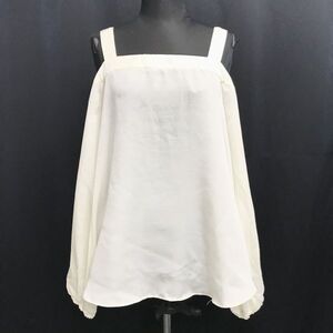 訳あり新古品★rienda/リエンダ★長袖オフショルダー/カットソー【レディースF/white/白】ノースリーブ/薄手/Tops/Shirts◆BH662