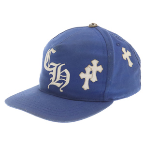 CHROME HEARTS クロムハーツ Cross Patch Baseball Cap クロスパッチ付き CHロゴ刺繍ベースボールキャップ ブルー/ホワイト