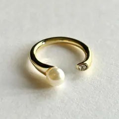 Shashi Mona Ring パールとダイヤのオープンリング 指輪