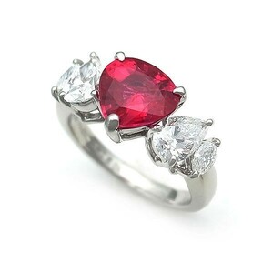 【緑屋質屋】ミキモト　ルビー・ダイヤリング　2.02ct　Pt950【中古】