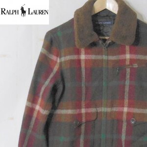 ラルフローレンRALPH LAUREN■【良品】 アルパカ混 ウール ボアジャケット TALON製ジッパー使用■L■ブラウン ※NK4n12269