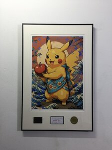 DEATH NYC 額付き 世界限定100枚 アートポスター ピカチュウ ポケット Pocket Monsters 林檎 浮世絵 正 現代アート