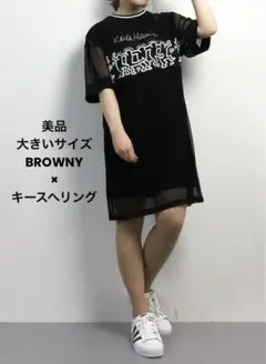 35 美品　大きいサイズ　BROWNY キースヘリング　ワンピース　アンサンブル