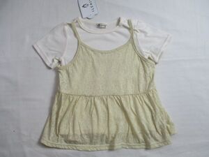 SF212【ILEAIYE】イレアイエ　新品　フェークレイヤード　半袖　チュニックワンピ　女児　白　95