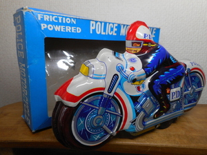 ブリキ　白バイ　昭和レトロ　POLICE MORTORCYCLE