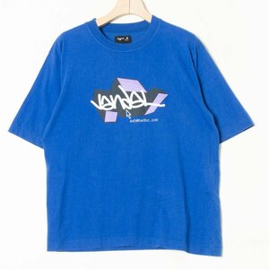 メール便◯ agnes b. アニエスべー ASH アッシュ クルーネック半袖Tシャツ カットソー アーティストTシャツ 綿100％ プリント 青 ブルー M