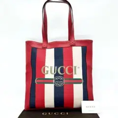 【ほぼ未使用品】 グッチ GUCCI トートバッグ プリント ミディアム 赤