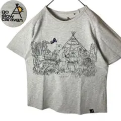 go slow caravanジャングルキャンプBBQビッグプリントTシャツ