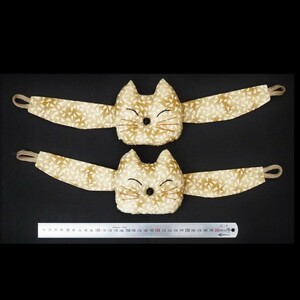 猫グッズ 猫雑貨 猫柄 カーテンタッセル カーテン留め 布製 全体の長さ約45cm ループの長さ約2.5cm 猫顔の厚さ約3.5cm 2個 未使用