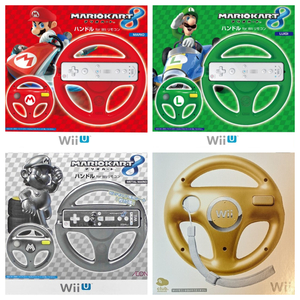 動作品 / マリオ、ルイージ、ゴールド、メタルマリオ（シルバー） Wiiハンドル 4個セット / 匿名配送 / マリオカートに！