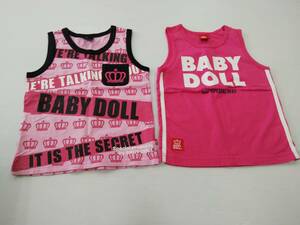 【再値下げ！即決！】★BABY DOLL/ベビードール★子供服 タンクトップ ミッキーマウス 淡ピンク &　2ライン 濃ピンク 120㎝ 2点セット