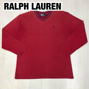 POLO BY RALPH LAUREN ポロ バイ ラルフローレン 長袖Tシャツ L レッド リンガーシャツ レッド 刺繍ポニー