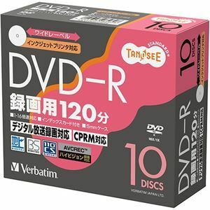 【新品】(まとめ) TANOSEE バーベイタム 録画用DVD-R 120分 1-16倍速 ホワイトワイドプリンタブル 5mmスリムケース VHR12