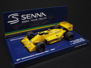 1:43 Minichamps ロータス ホンダ 99T モナコGP 初優勝 ウェザリング A.セナ Senna #12 キャメルデカール付属 Senna 没後30年コレクション