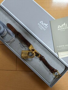 HERMES エルメス★ケリーウォッチ★腕時計★ゴールドカラー文字盤★クロコベルト★不動品★ジャンク★正規店購入