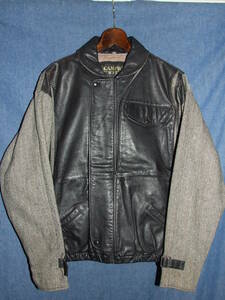 vintage!CAMPRI/カンプリ*レザー×ツイードジャケット*size L*モーターサイクル*M10*MCカフェロッカーズ*ライディング*OLD当時