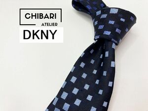 【超美品】DKNY　ダナキャラン　ドット柄 ネクタイ 3本以上 送料無料 メンズ ブラックネイビー　1104192