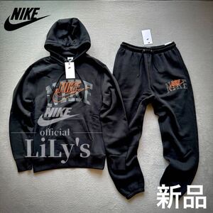 新品未使用　NIKE上下セットアップ　Ｍサイズ　黒　オレンジ　スウォッシュ　 スウェット　FV4448 FV4454 ナイキ