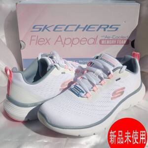 新品◆送料無料◆25cm(24.5cm相当)スケッチャーズ Skechers 白×ピンク フレックス アピール 5.0 レディーススニーカー