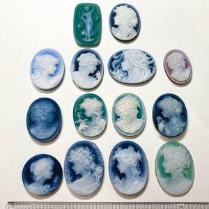 1円〜!!☆ストーンカメオおまとめ92.8g☆f 約464ct ルース 裸石 宝石 stone cameo 貴婦人 ブローチ 彫刻 アンティーク 作家物 w2ま91