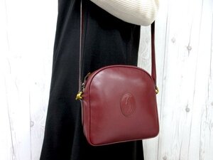 極美品 Cartier カルティエ マストライン ショルダーバッグ バッグ レザー ボルドー 79056Y