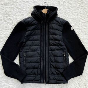 M相当★MONCLER MAGRIA TRICOT CARDIGAN モンクレール マグリア トリコ カーディガン 袖切替 ダウンジャケット ブラック メンズ アウター