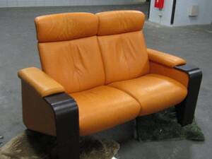 EKORNES エコーネス ストレスレスソファ 2人掛け オレンジ 小物入れ付 ノルウェー製 美品