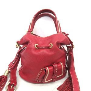 KR225991 ランセル ハンドバッグ 2Wayバッグ バケツタイプ レザー レッド LANCEL 中古