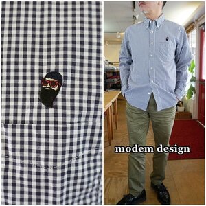 modemdesign モデムデザイン　ギンガムチェックボタンダウンシャツ　23087521　長袖シャツ　サイズM