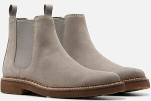 Clarks 29cm チェルシー サイドゴア ブーツ グレー スエード レザー ビジネス スニーカー フォーマル ローファー スーツ XXX361