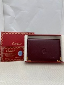 ☆ 1000円セール ☆ Cartier カルティエ マストライン レザー カードケース パスケース カード入れ 定期入れ ボルドー◆28656