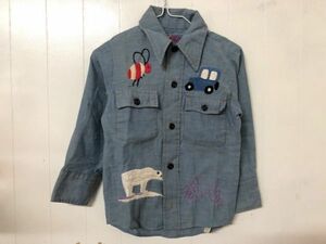 値下げ! 訳有 クリックポスト可 Wrangler ラングラー 長袖 ダンガリーシャツ US 古着 アメリカ キッズ 刺繍 ヴィンテージ 子供 薄手 Y-3-10