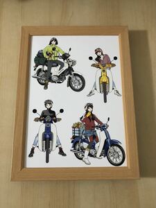 kj ★額装品★ 江口寿史 ホンダ カブ バイク B5サイズ額入り 貴重イラスト スーパーカブ60周年 美少女 美女美人画