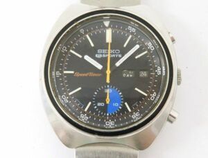 ♪ha3446-3 503 SEIKO セイコー 5 SPORTS Speed Timer 6139-7020 黒文字盤 自動巻き デイデイト メンズ 腕時計 腕周り約17.5cm 不動