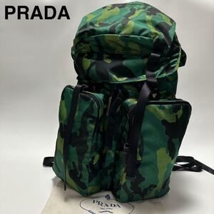 【美品】名作　1円〜　PRADA プラダ　三角ロゴ　ナイロン　カモフラ　迷彩　サフィアーノ　レザー　V136 リュック　バックパック