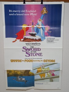 E25 US版 ポスター 洋画 The Sword in The Stone 王様の剣 1SH ワンシート サイズ レトロ 当時物 1983 ウォルト ディズニー