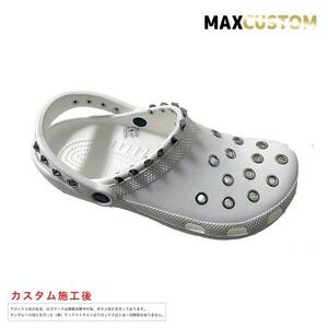 クロックス crocs パンク カスタム 白 新品 ホワイト 22cm-31cm クラシック ケイマン 新品 ジビッツ classic custom MAXCUSTOM